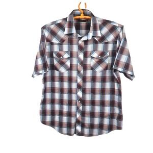 Roper Men's 2XL Western Plaid Pearl Snap Short Sleeve Shirt